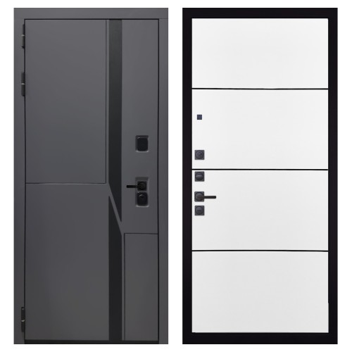 Гранит НаноБлэк лайн, панель 079 Белый софт, черный молдинг 12 мм