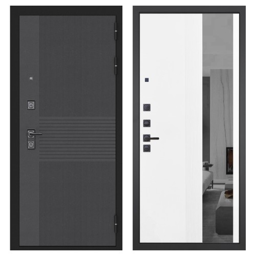 Гранит Гранж, панель 085 Белый рельеф софт с тонированным зеркало 10 мм