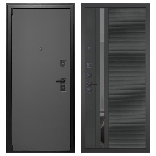 Гранит Лайт Графит, панель 090 Черный кварц с зеркальной тонированной вставкой 10 мм