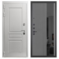 Гранит Лира Белая, панель 086 Серый рельеф софт с тонированным зеркало 10 мм