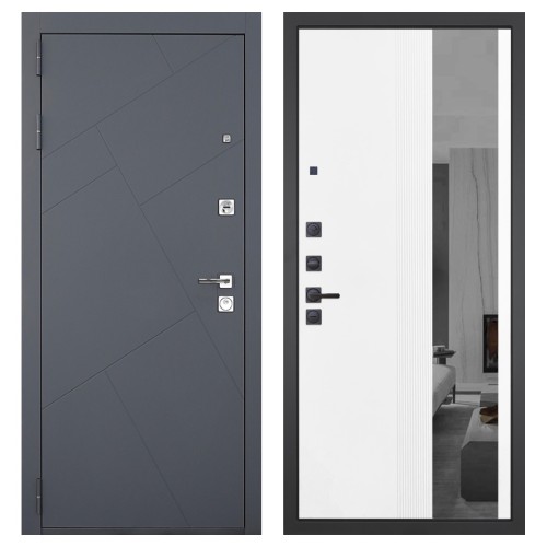 Гранит Ультра C3, панель 085 Белый рельеф софт с тонированным зеркало 10 мм