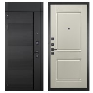 Гранит Пиано Черная с фрамугой, панель 064 Роял Вуд светлая со структурой 12 мм