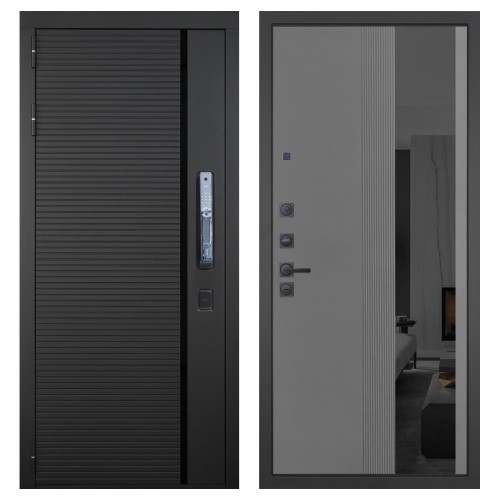 Гранит Пиано Смарт, панель 086 Серый рельеф софт с тонированным зеркало 10 мм