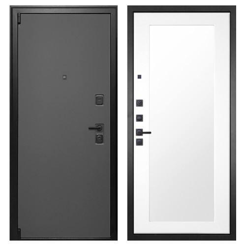 Гранит Лайт Графит, панель 010 зеркало Белый матовый 16 мм