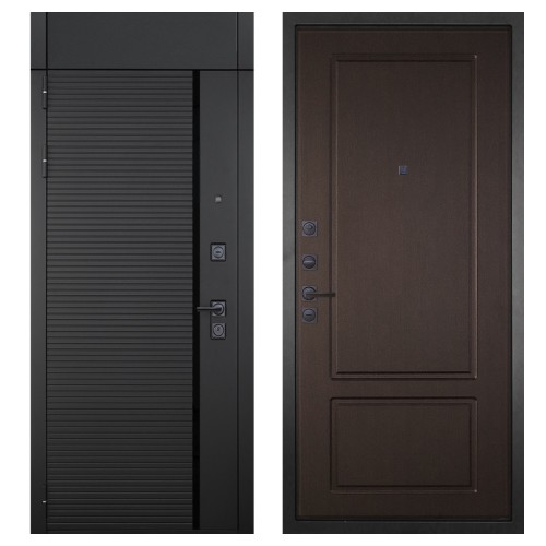 Гранит Пиано Черная с фрамугой, панель 027 Венге 10 мм