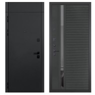 Гранит Горизонт с фрамугой, панель 090 Черный кварц с зеркальной тонированной вставкой 10 мм