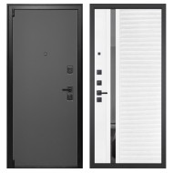 Гранит Лайт Графит, панель 089 Белый софт с зеркальной тонированной вставкой 10 мм