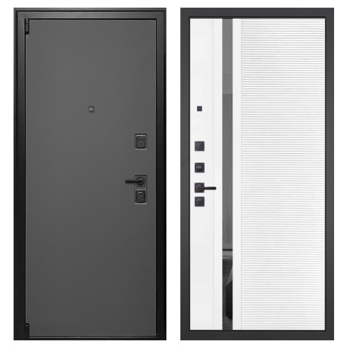 Гранит Лайт Графит, панель 089 Белый софт с зеркальной тонированной вставкой 10 мм