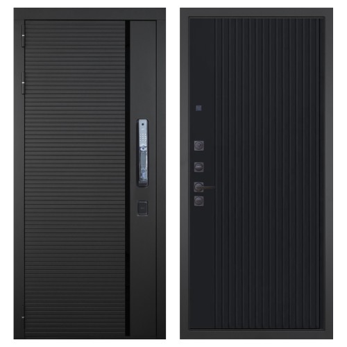 Гранит Пиано Смарт, панель 088 Черный кварц с фрезеровкой 10 мм