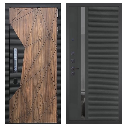 Гранит Континент Смарт, панель 090 Черный кварц с зеркальной тонированной вставкой 10 мм