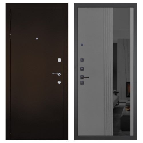 Гранит М1, панель 086 Серый рельеф софт с тонированным зеркало 10 мм