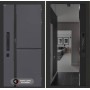 Входная дверь Лаб 3 Смарт с зеркалом (тонированное) Панорама - Черный кварц