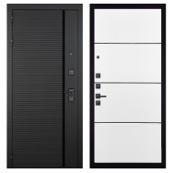 Гранит Пиано Черная, панель 079 Белый софт, черный молдинг 12 мм