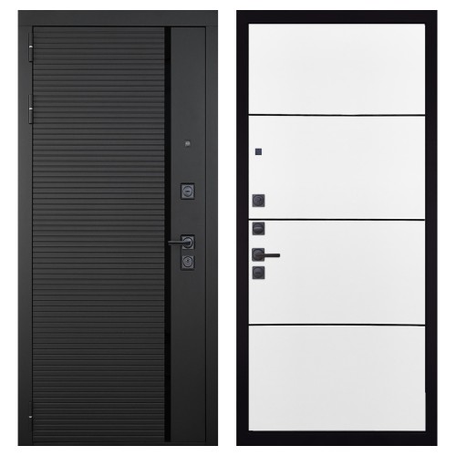 Гранит Пиано Черная, панель 079 Белый софт, черный молдинг 12 мм