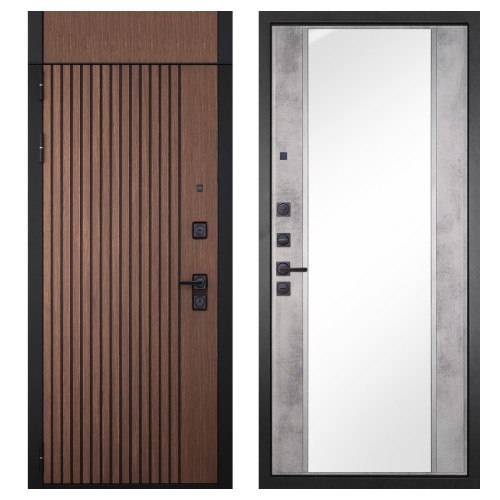 Гранит Шторм с фрамугой, панель 051 зеркало Бетон светлый 16 мм