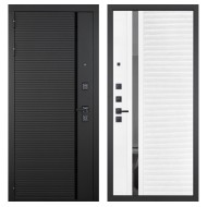 Гранит Пиано Черная, панель 089 Белый софт с зеркальной тонированной вставкой 10 мм