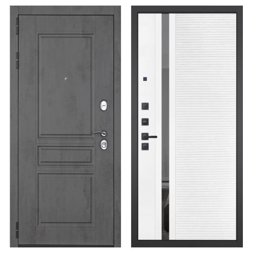 Гранит Лира, панель 089 Белый софт с зеркальной тонированной вставкой 10 мм