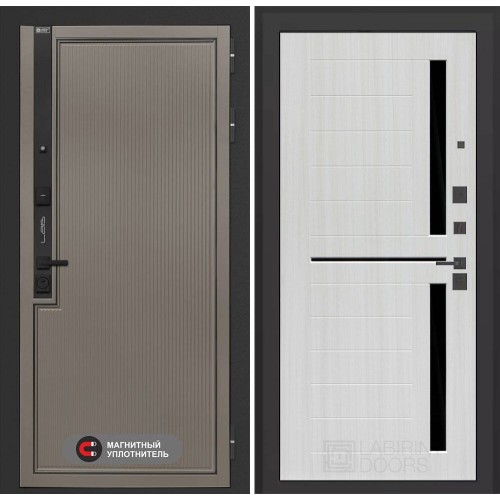 Входная дверь Лаб 1 Про 02 - Сандал белый, стекло черное