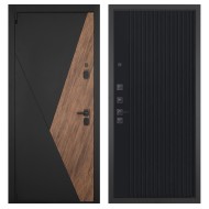 Гранит Геометрия, панель 088 Черный кварц с фрезеровкой 10 мм