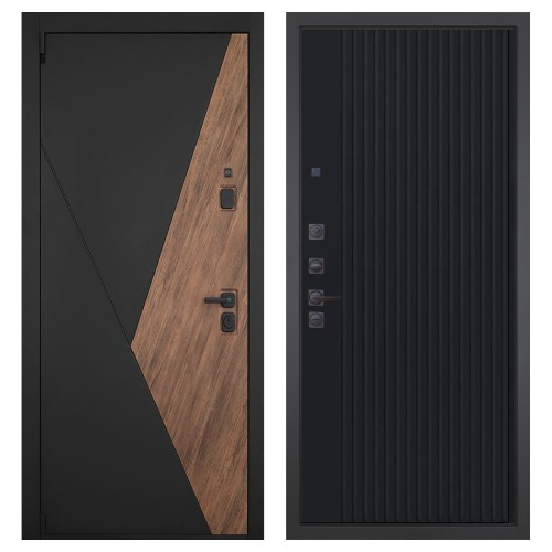 Гранит Геометрия, панель 088 Черный кварц с фрезеровкой 10 мм