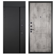 Гранит Пиано Черная с фрамугой, панель 043 Бетон светлый 12 мм