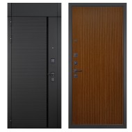 Гранит Пиано Черная с фрамугой, панель 087 Дуб кантри темный с фрезеровкой 10 мм