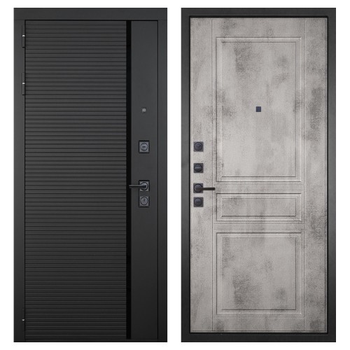 Гранит Пиано Черная, панель 043 Бетон светлый 12 мм