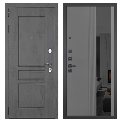 Гранит Лира, панель 086 Серый рельеф софт с тонированным зеркало 10 мм