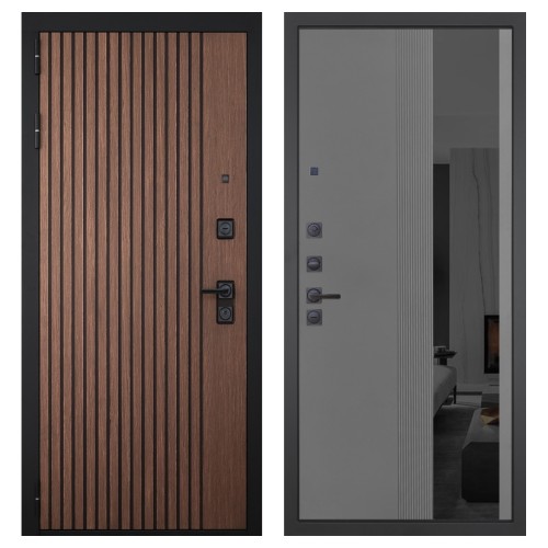 Гранит Шторм, панель 086 Серый рельеф софт с тонированным зеркало 10 мм