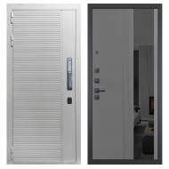 Гранит Пиано Смарт Белая, панель 086 Серый рельеф софт с тонированным зеркало 10 мм