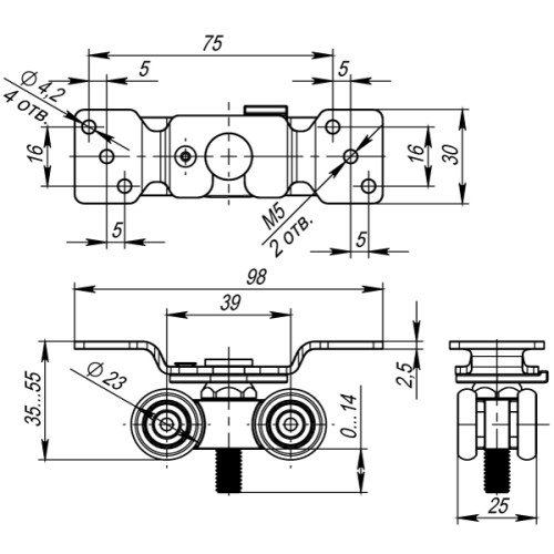 Комплект роликов Armadillo (Армадилло) для раздвижных дверей SLD.Comfort.SET.rollers/60 (DIY Comfort 60/4 kit)