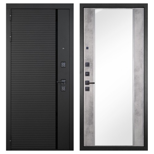 Гранит Пиано Черная, панель 051 зеркало Бетон светлый 16 мм