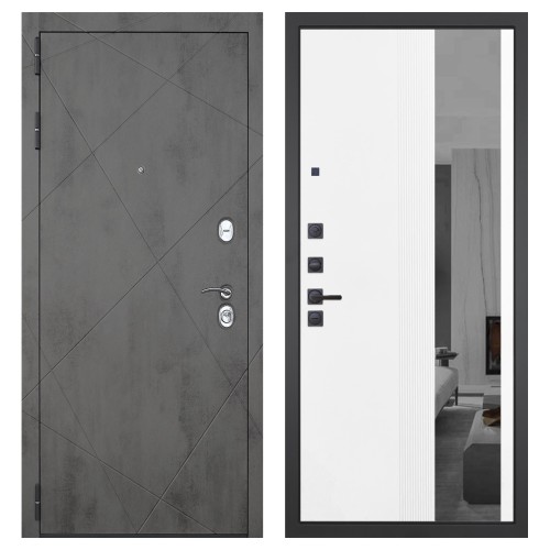 Гранит Дуэт, панель 085 Белый рельеф софт с тонированным зеркало 10 мм