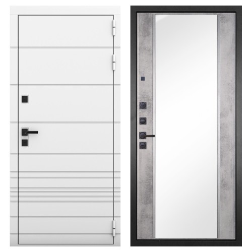 Гранит Роял белая NEW, панель 051 зеркало Бетон светлый 16 мм