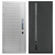 Гранит Пиано Смарт Белая, панель 090 Черный кварц с зеркальной тонированной вставкой 10 мм