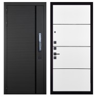 Гранит Пиано Смарт, панель 079 Белый софт, черный молдинг 12 мм