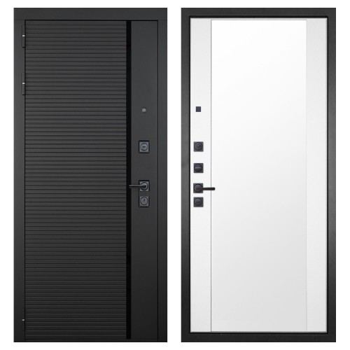 Гранит Пиано Черная, панель 024 зеркало Макси белый матовый 16 мм