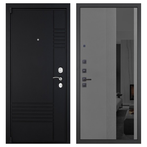 Гранит Т3, панель 086 Серый рельеф софт с тонированным зеркало 10 мм