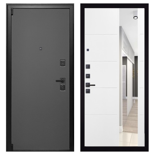 Гранит Лайт Графит, панель 083 Белый софт зеркало 10 мм