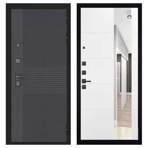 Гранит Гранж, панель 083 Белый софт зеркало 10 мм