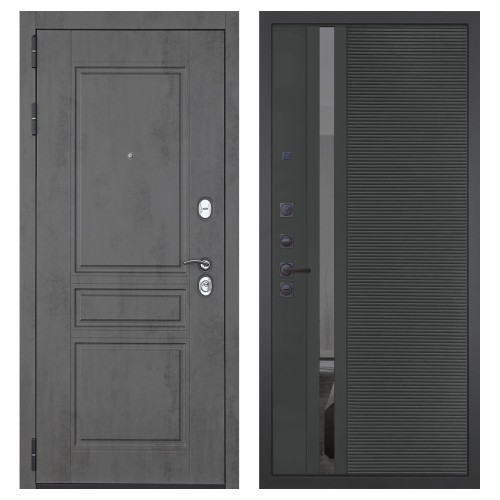 Гранит Лира, панель 090 Черный кварц с зеркальной тонированной вставкой 10 мм