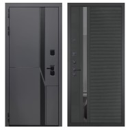 Гранит НаноБлэк лайн, панель 090 Черный кварц с зеркальной тонированной вставкой 10 мм