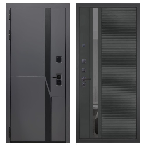 Гранит НаноБлэк лайн, панель 090 Черный кварц с зеркальной тонированной вставкой 10 мм