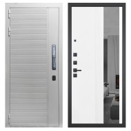 Гранит Пиано Смарт Белая, панель 085 Белый рельеф софт с тонированным зеркало 10 мм