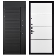 Гранит Пиано Черная с фрамугой, панель 079 Белый софт, черный молдинг 12 мм