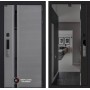Входная дверь Пиано Смарт 2.0 с зеркалом (тонированное) Панорама - Черный кварц