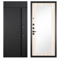 Гранит Пиано Черная с фрамугой, панель 026 зеркало Лиственница 10 мм