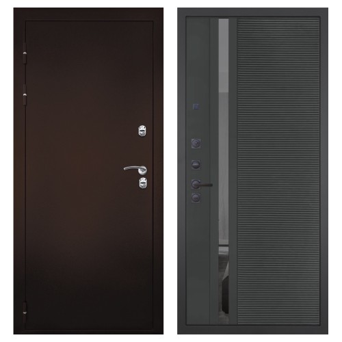 Гранит Терморазрыв, панель 090 Черный кварц с зеркальной тонированной вставкой 10 мм