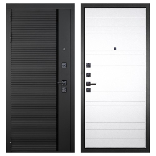 Гранит Пиано Черная, панель 021 Белый матовый 16 мм