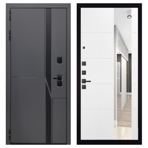 Гранит НаноБлэк лайн, панель 083 Белый софт зеркало 10 мм